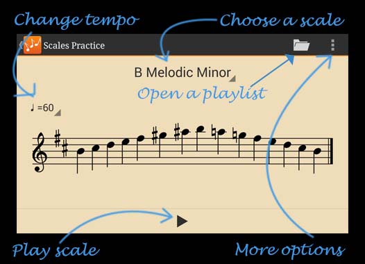 Scales Practice Main Screen